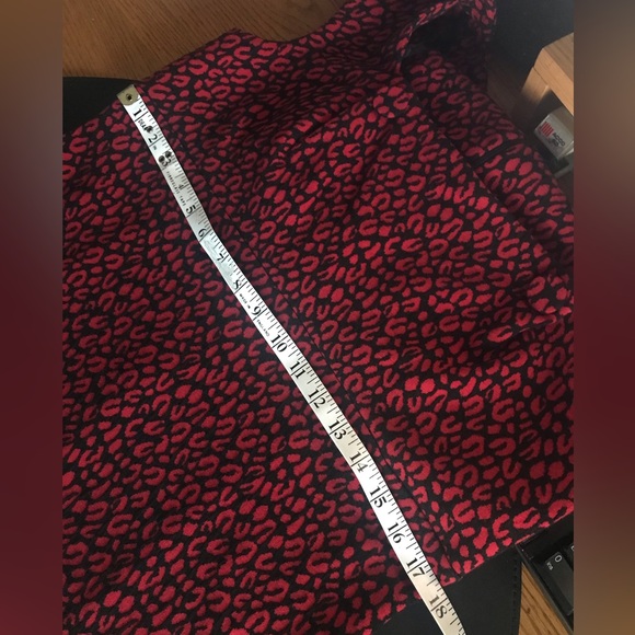 🌹🐾❤️Gorgeous Calvin Klein Red Black Textured Leopard Print Sleeveless Dress - Picture 16 of 17